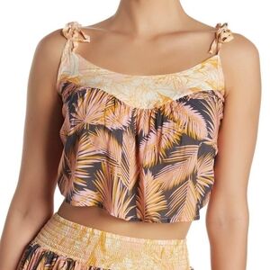 Maaji Crop Top Sleeveless Azahar Clouds Palm Floral Print Swing Style M NWT